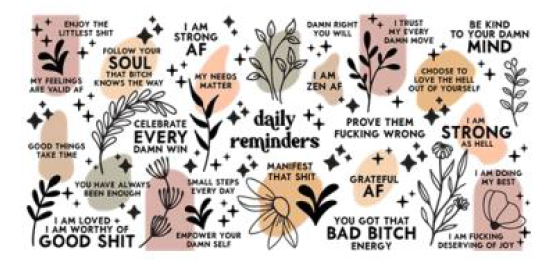 Daily affirmations uv dtf transfer