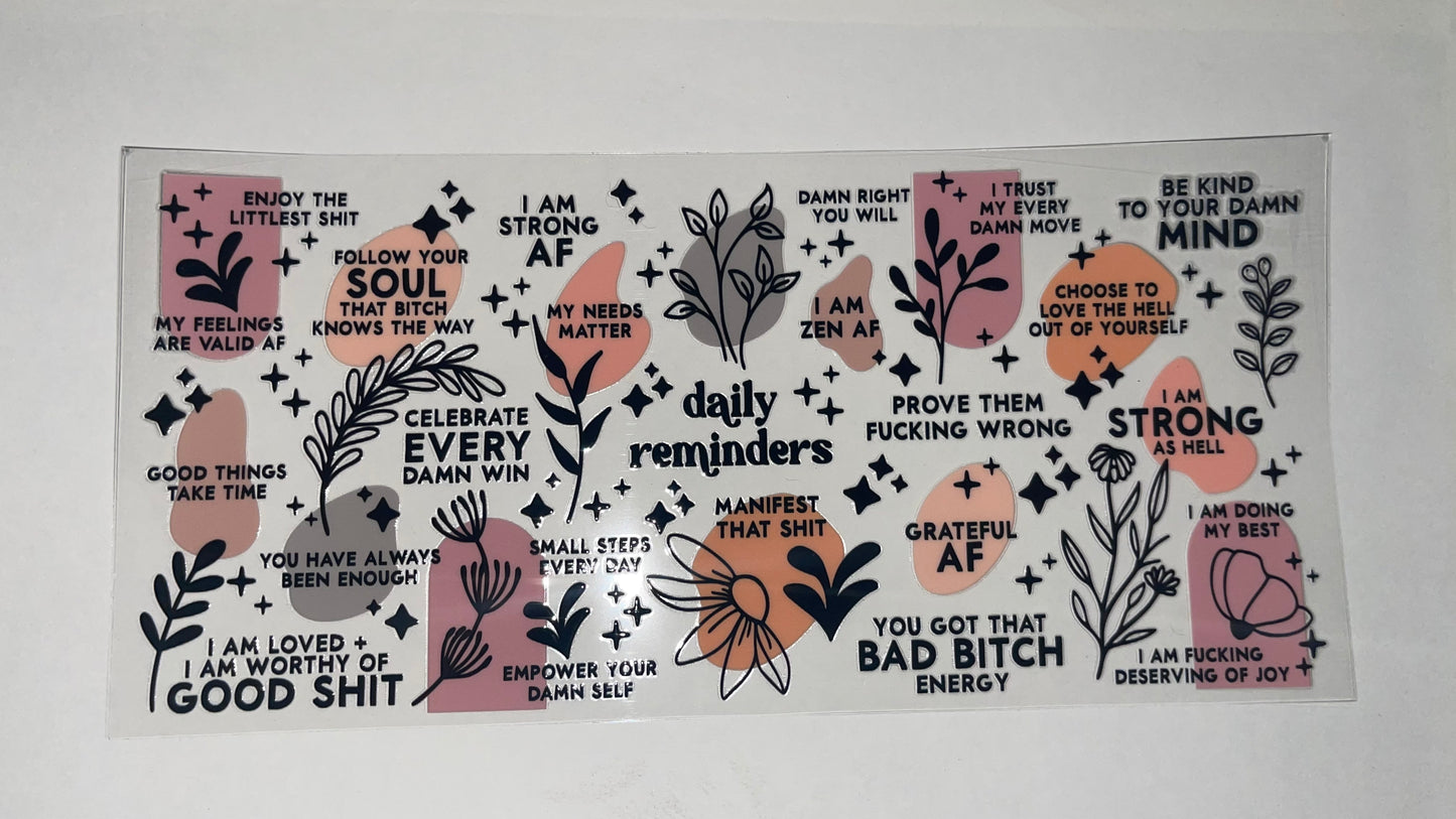 Daily reminder uv dtf transfer