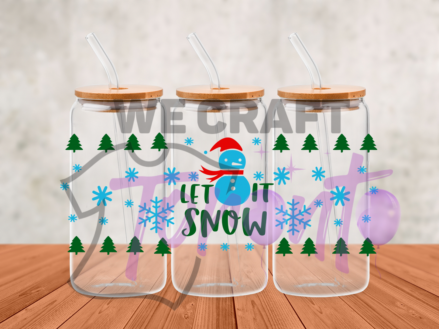 Let it snow uv dtf transfer