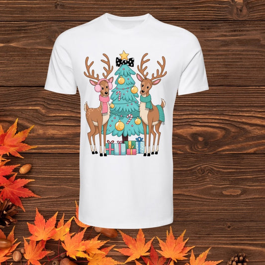 Reindeer with tree TRANSFER (IRON ON TRANSFER SHEET ONLY)