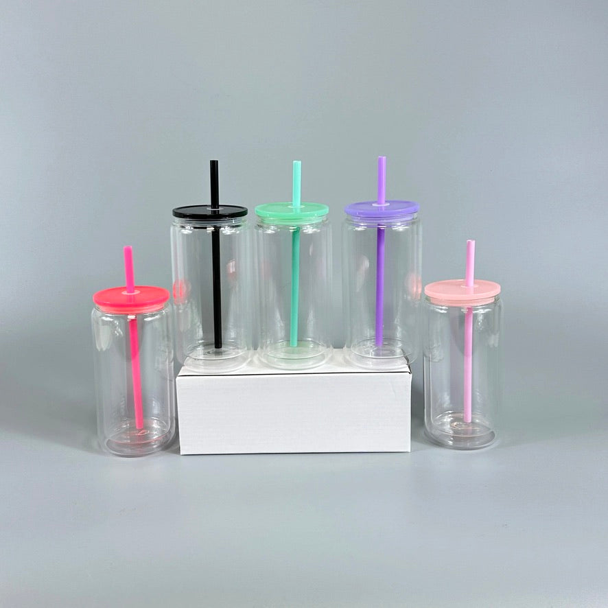 Snow globe glass can with color lids