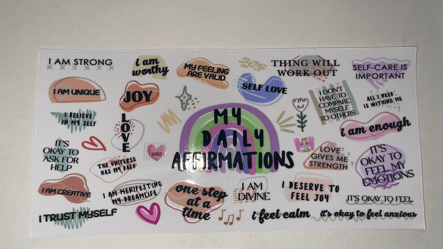 My daily affirmations uv dtf transfer