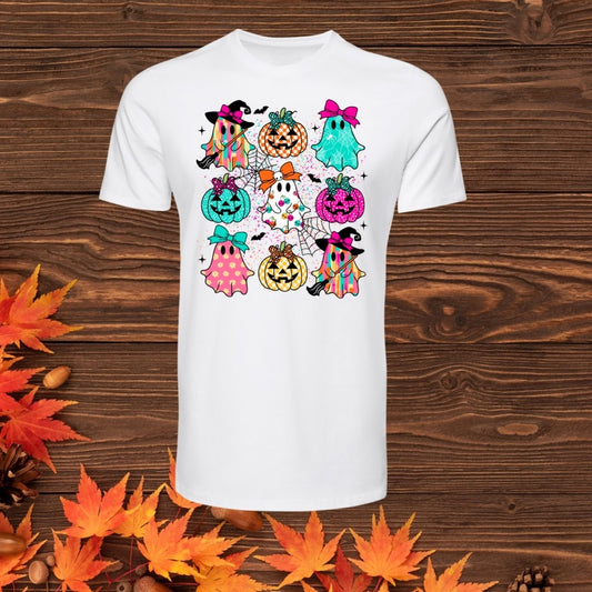 Ghosts and pumpkins TRANSFER (IRON ON TRANSFER SHEET ONLY)