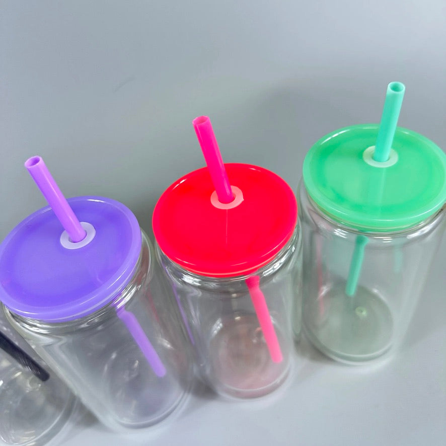 Snow globe glass can with color lids