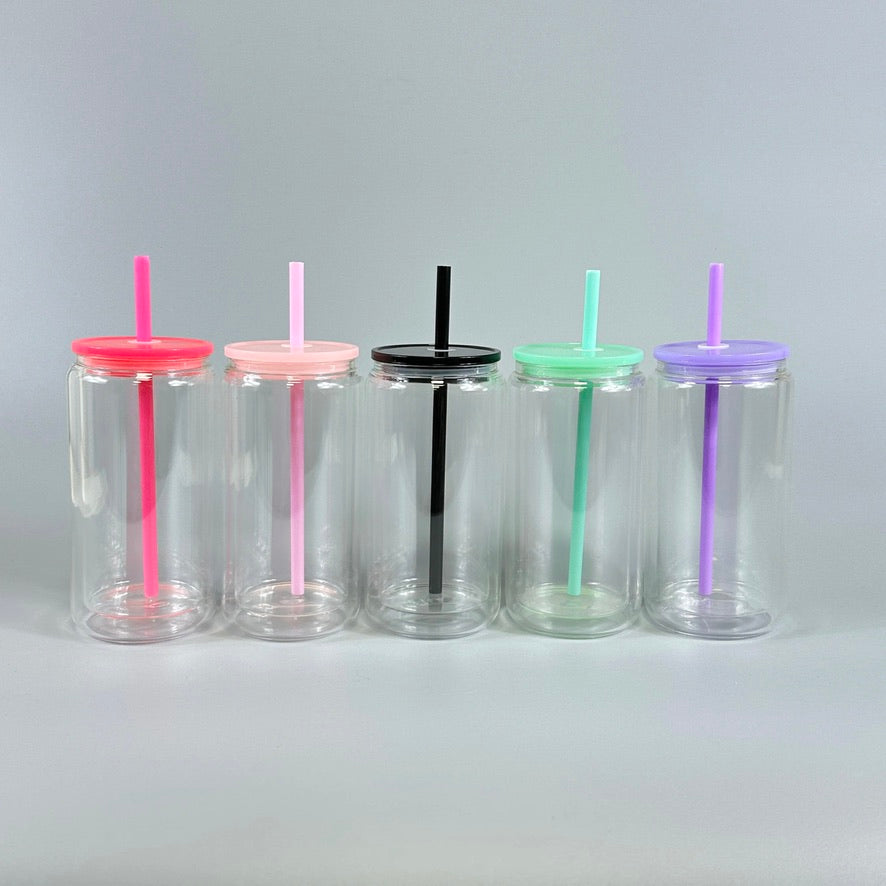 Snow globe glass can with color lids