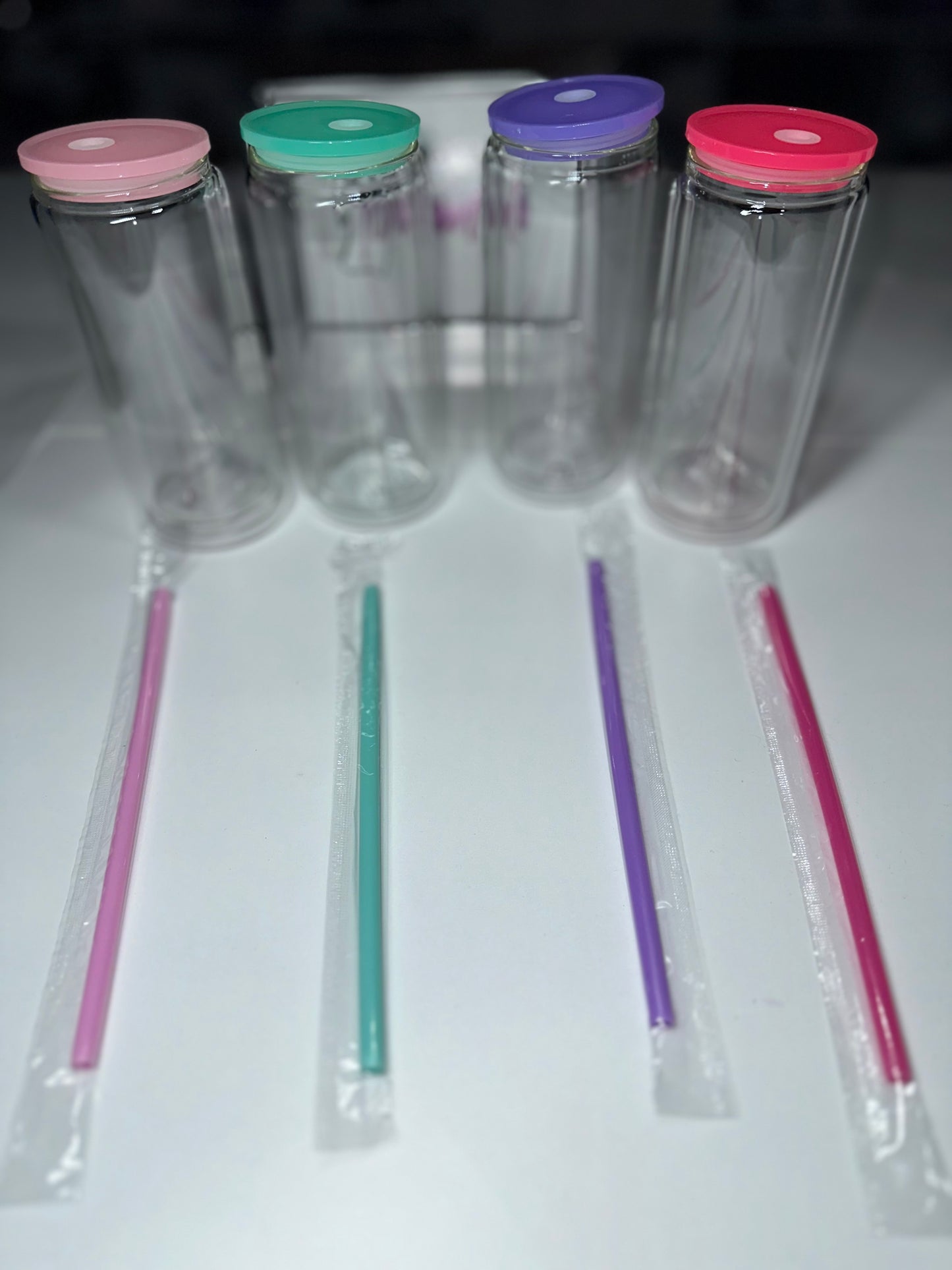 Snow globe glass can with color lids