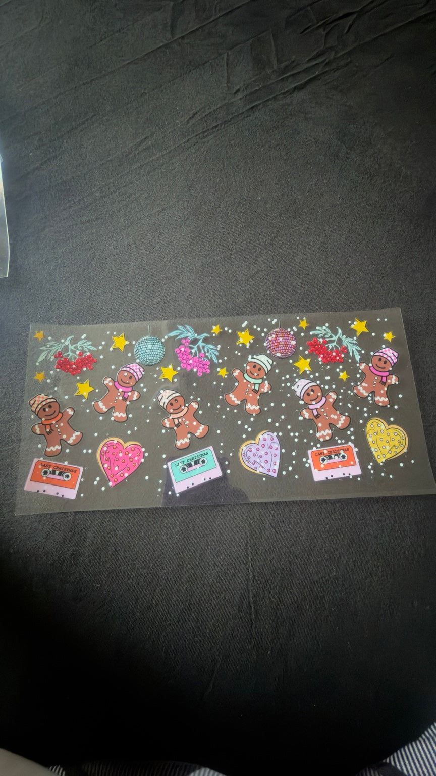 Gingerbread Disco Christmas Christmas UV DTF transfer