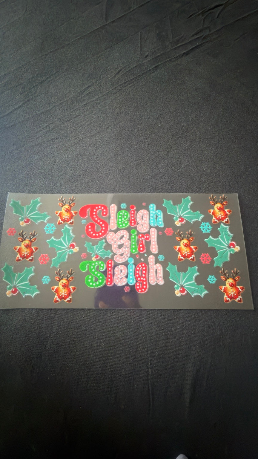 Sleigh Girl Sleigh Christmas UV DTF transfer
