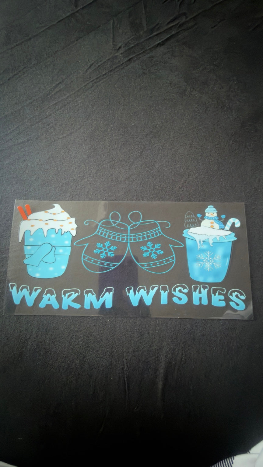 Warm Wishes Christmas UV DTF transfer
