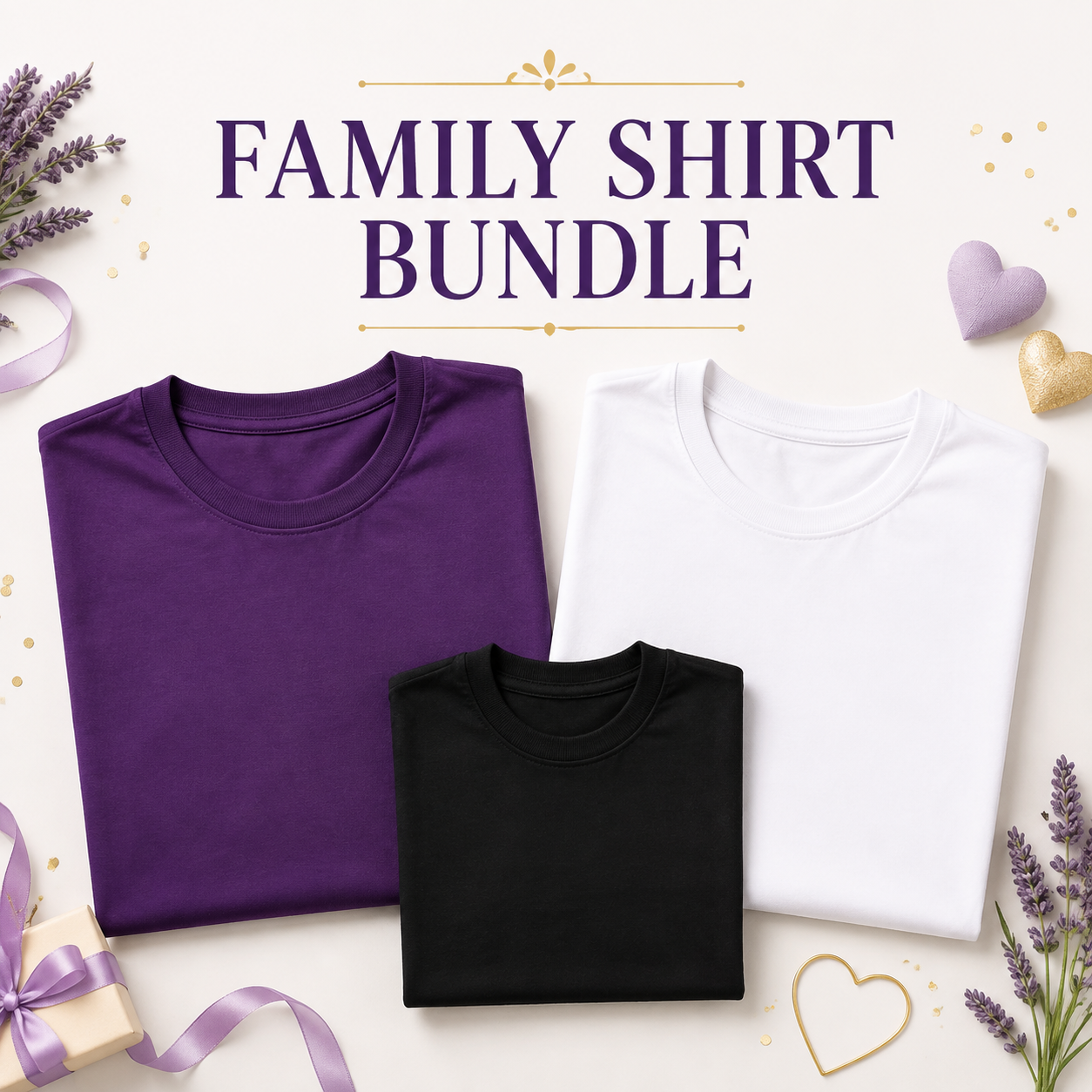 Family shirt bundle with two custom adult shirts and one custom kids shirt