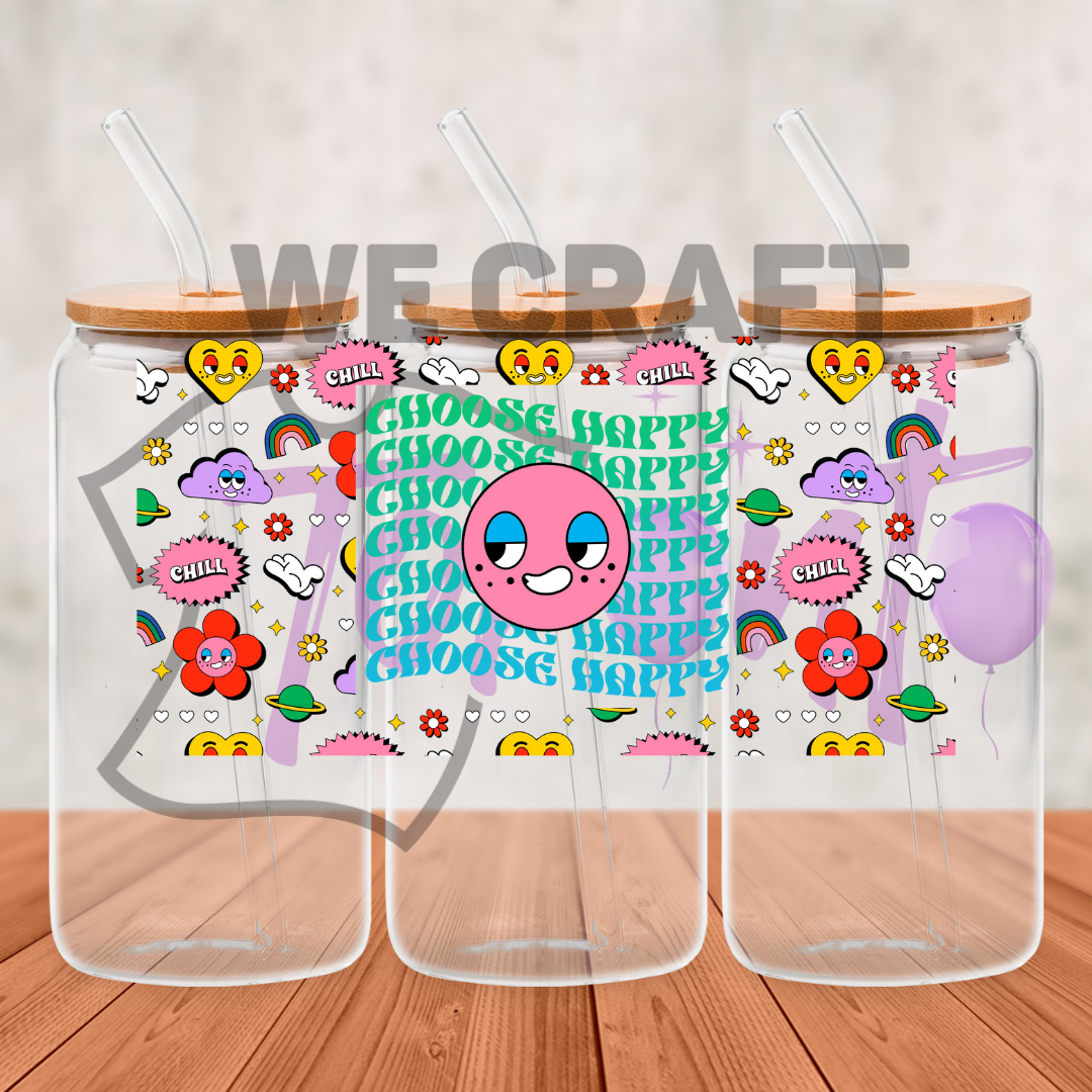 Choose Happy  - 16 oz uv dtf transfer