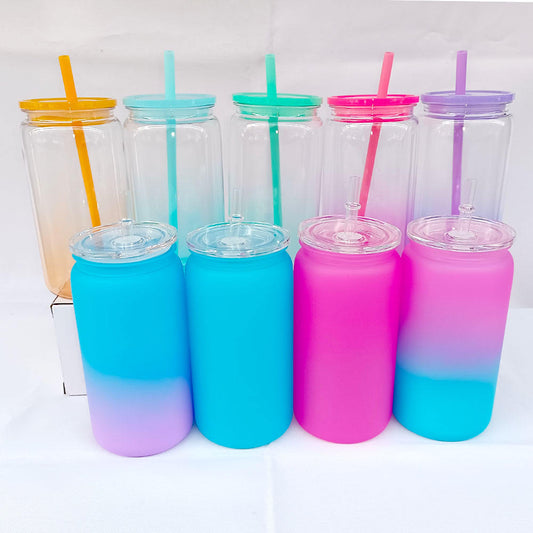 Plastic Can for Kids with Lids and Straw Reusable