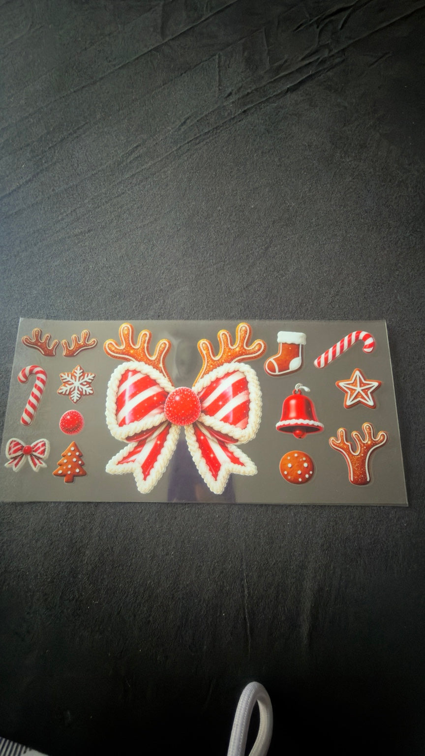 Reindeer Bow Christmas UV DTF transfer