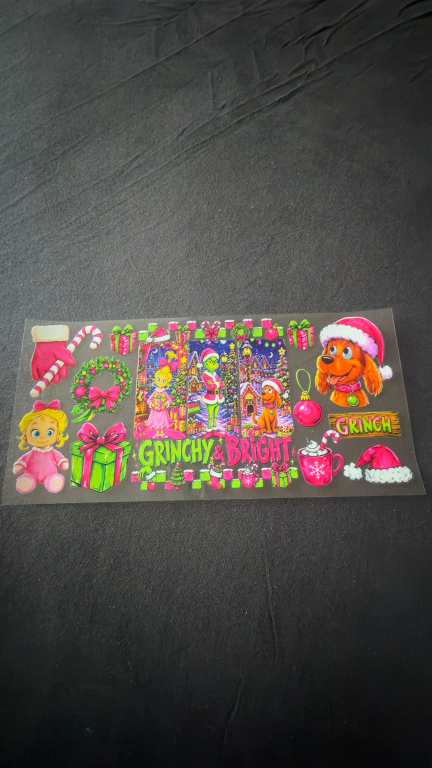Grinchy and Bright Christmas UV DTF transfer