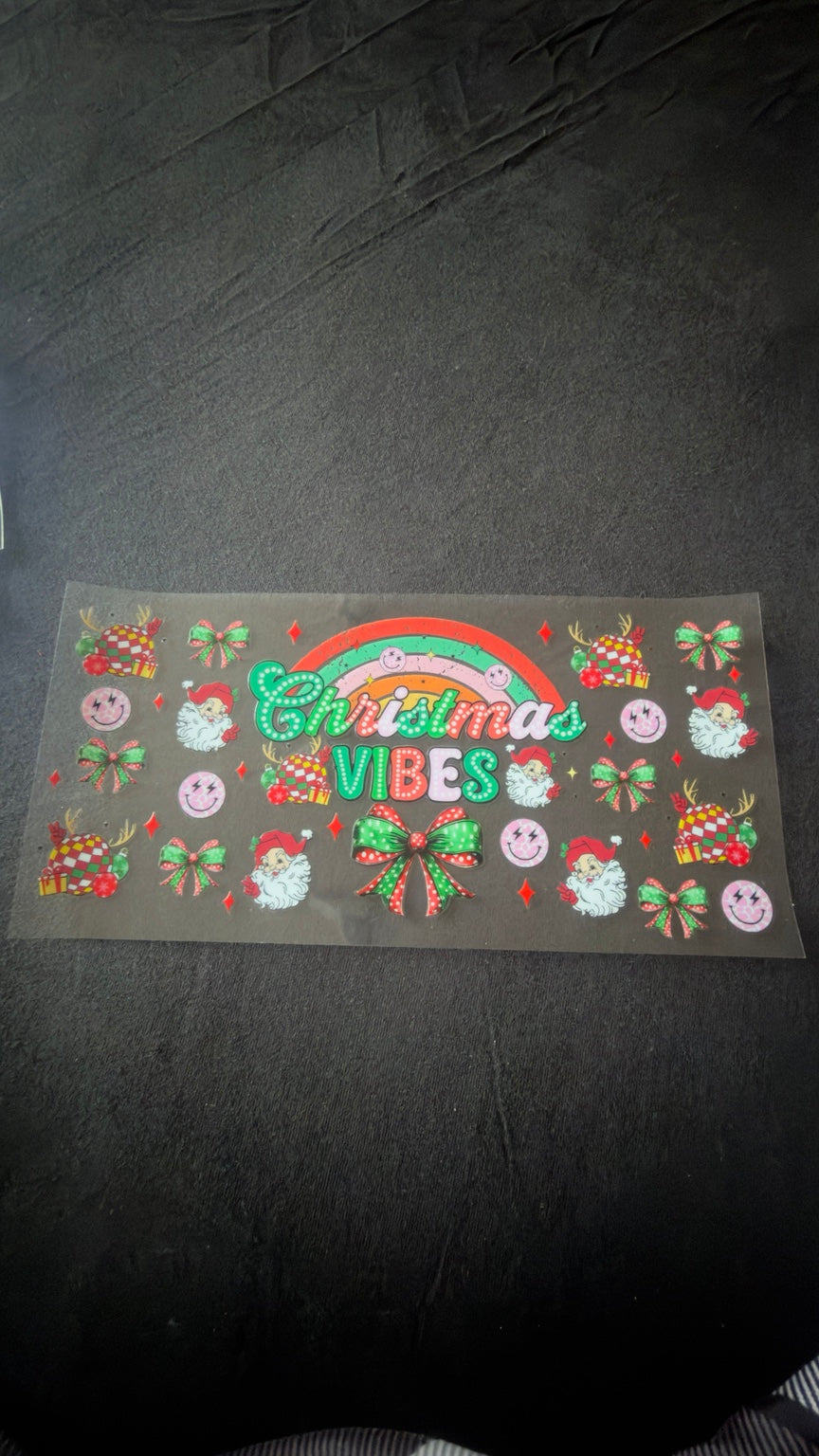 Christmas Vibes Rainbow Christmas UV DTF transfer