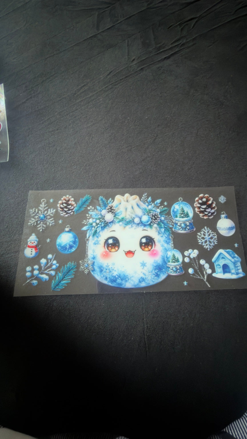 Blue Winter Cutie Christmas UV DTF transfer