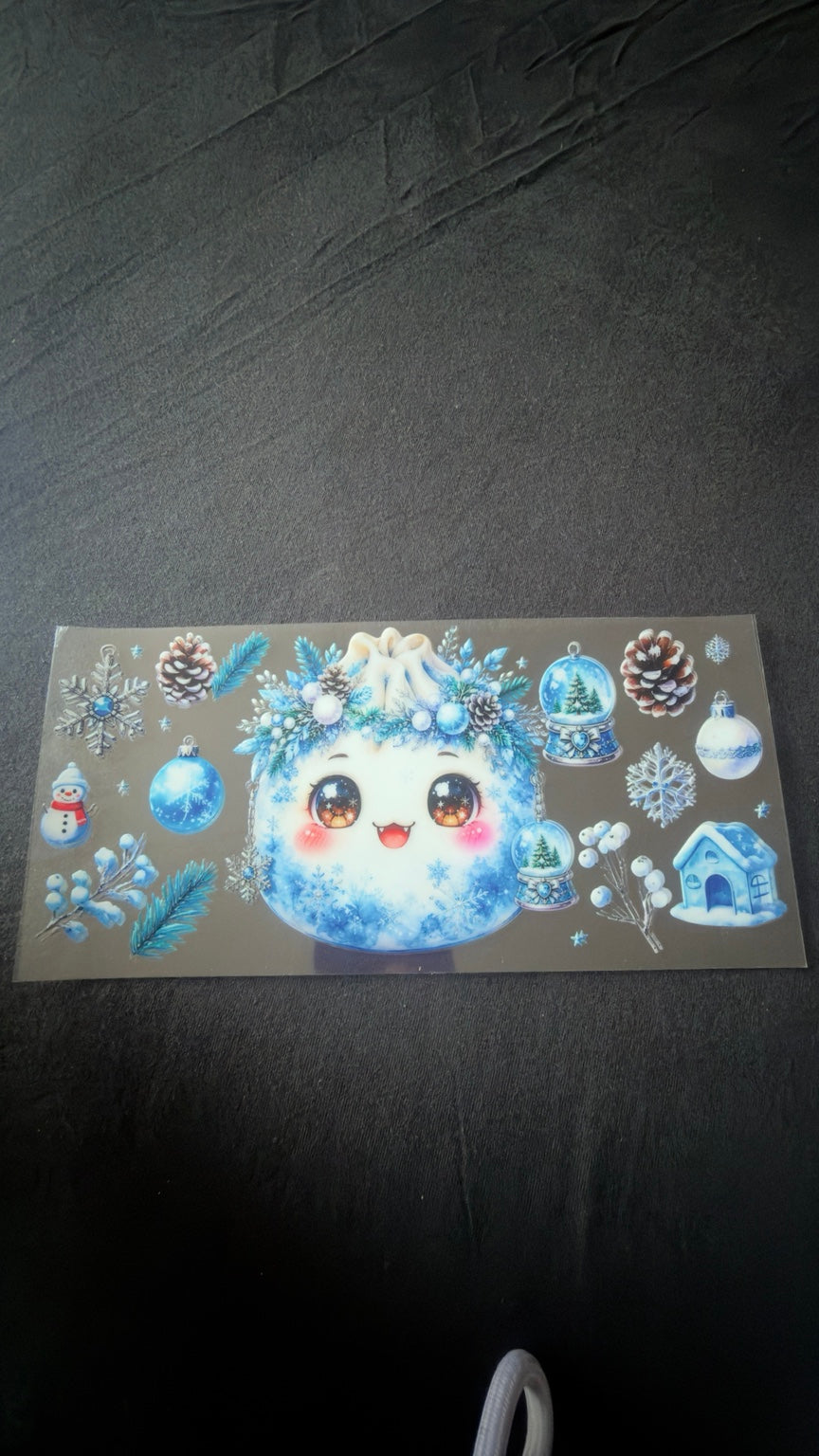Blue Winter Cutie Christmas UV DTF transfer