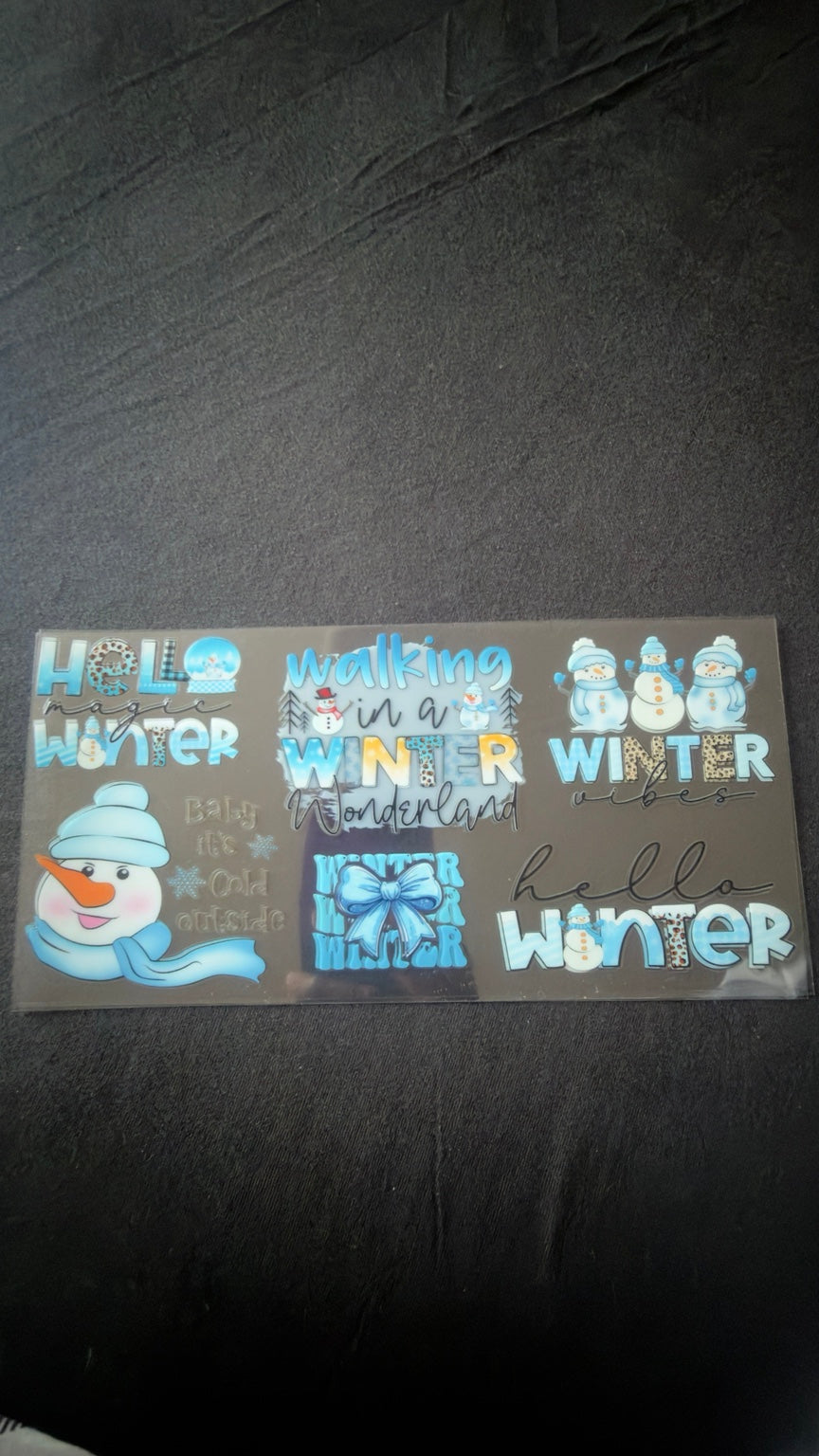 Winter Vibes Snowmen Christmas UV DTF transfer