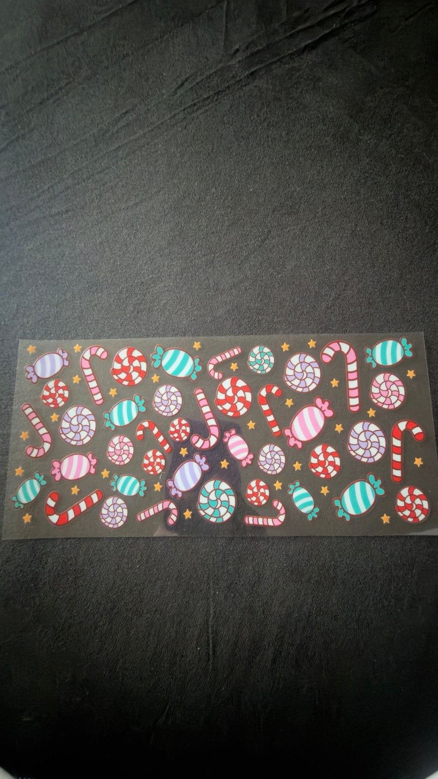 Candy Cane Pattern Christmas UV DTF transfer