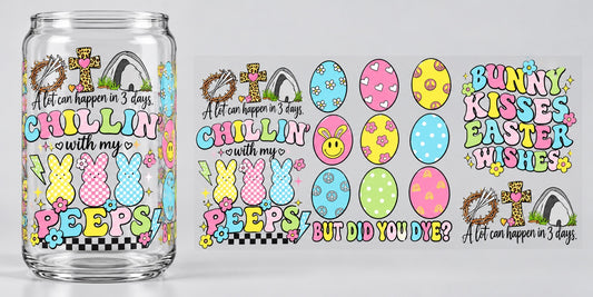 Chillin with My Peeps Easter Collage UV DTF transfer - cup mockup and transfer preview. Transfer only; cup not included.